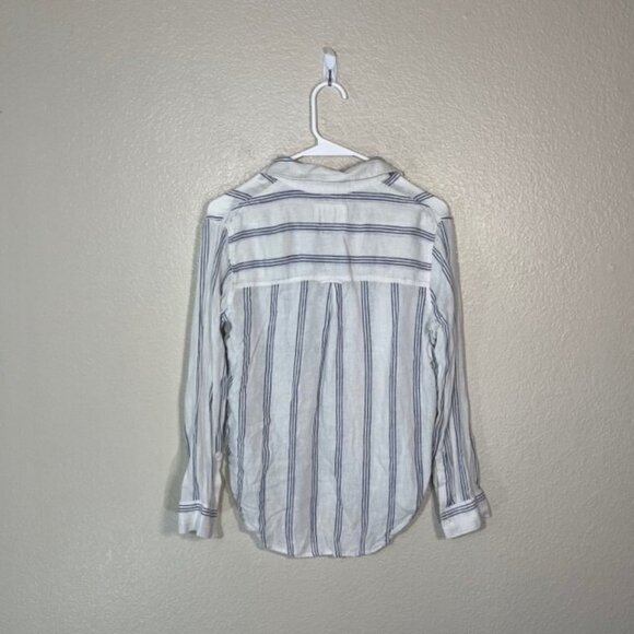 Rails Womens Matea Lace Up Stripe Linen Blend Long Sleeve Shirt Size XS White - Picture 5 of 5